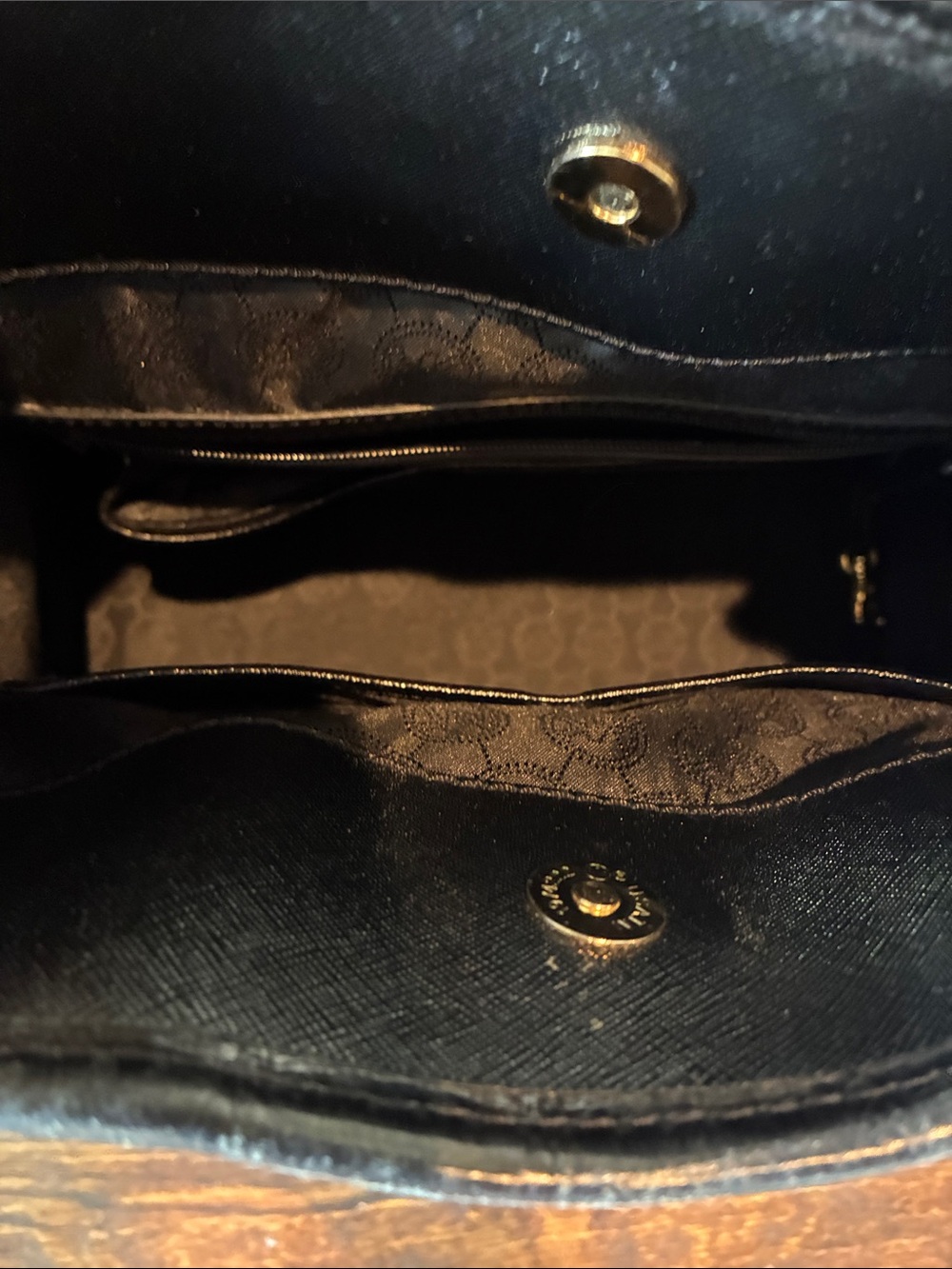 Michael Kors Black Mixed-Texture Shoulder Bag with Gold Hardware - Picture 5 of 13
